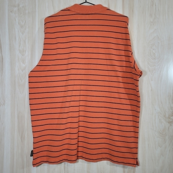 Eddie Bauer Men’s Orange Striped Polo Sz LT - Picture 2 of 5